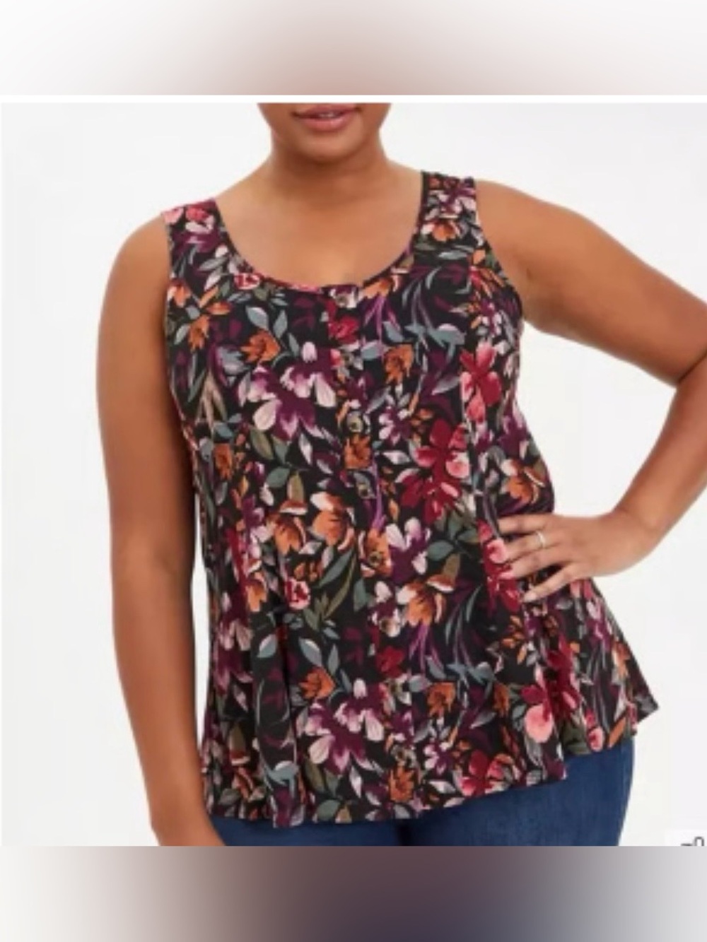 Torrid Floral Scoop Neck Tank Top size 1 (14/16)